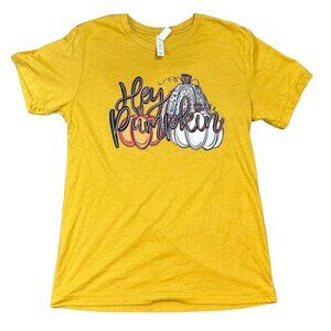 (6 for $25)Short Sleeve "Hey Pumpkin" Graphic Tee in Golden Sunshine Size Medium